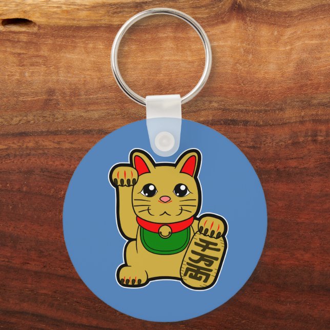Maneki Neko: Golden Lucky Cat Schlüsselanhänger (Vorderseite)