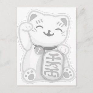 Maneki neko grau postkarte