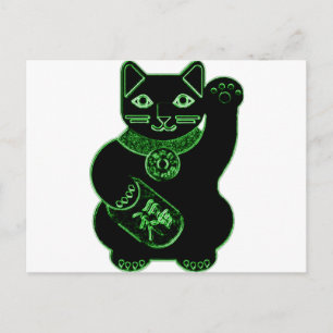 Maneki Neko Grüner Nebel Postkarte