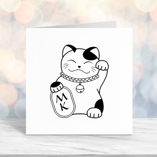 Maneki Neko Japanese Lucky Cat Monogram Permastempel (Von Creator hochgeladen)