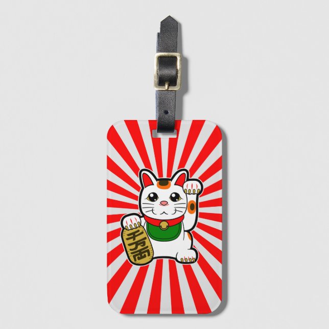 Maneki Neko: Japanisch Lucky Cat Gepäckanhänger (Vorderseite Vertikal)