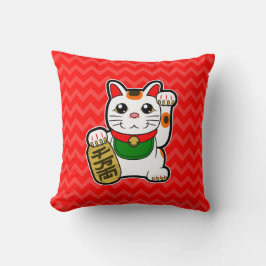 Maneki Neko: Japanisch Lucky Cat Reversible Kissen