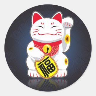 Maneki-neko - Japanisch Lucky Cat Runder Aufkleber