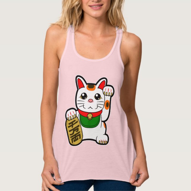 Maneki Neko: Japanisch Lucky Cat Tank Top (Vorderseite)