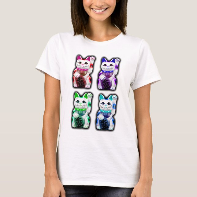 Maneki Neko JAPANISCHER Geld CAT T-Shirt (Vorderseite)