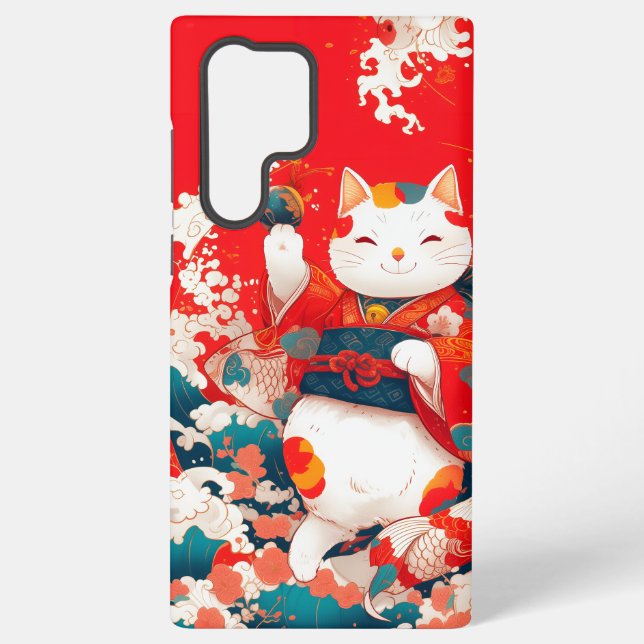 Maneki-Neko, Japanischer Lucky Cat Samsung Galaxy Hülle (Rückseite)