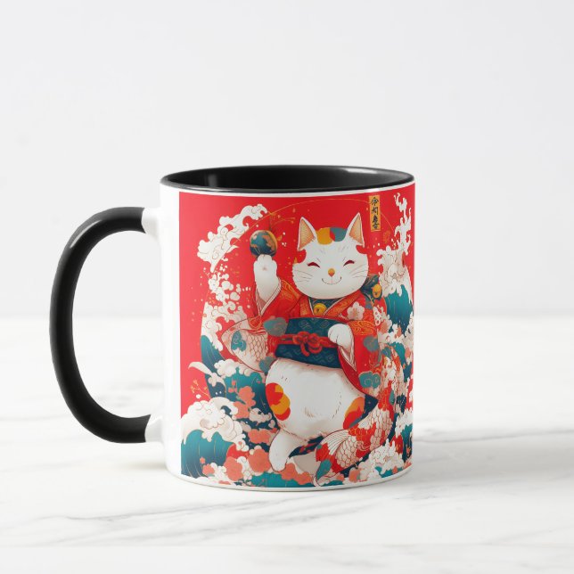Maneki-Neko, Japanischer Lucky Cat Tasse (Links)