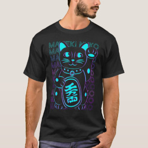 Maneki Neko Katze Japanische Glückskatze Retro T-Shirt