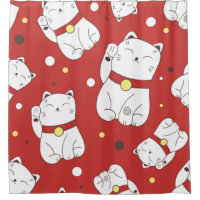 Maneki-Neko Katze, japanisches Doodle-Muster.