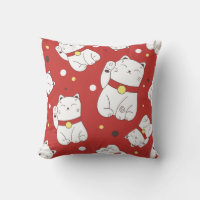 Maneki-Neko Katze, japanisches Doodle-Muster.