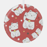 Maneki-Neko Katze, japanisches Doodle-Muster.