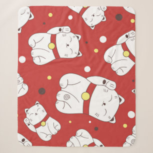 Maneki-Neko Katze, japanisches Doodle-Muster. Sherpadecke