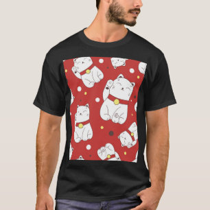 Maneki-Neko Katze, japanisches Doodle-Muster. T-Shirt