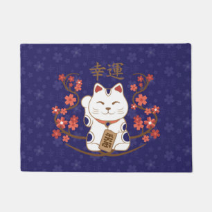Maneki-neko Katze mit viel Glück-Kanji Fußmatte
