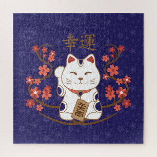 Maneki-neko Katze mit viel Glück-Kanji Puzzle