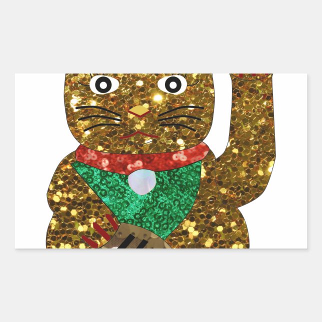 Maneki-Neko-Katze Rechteckiger Aufkleber (Vorderseite)