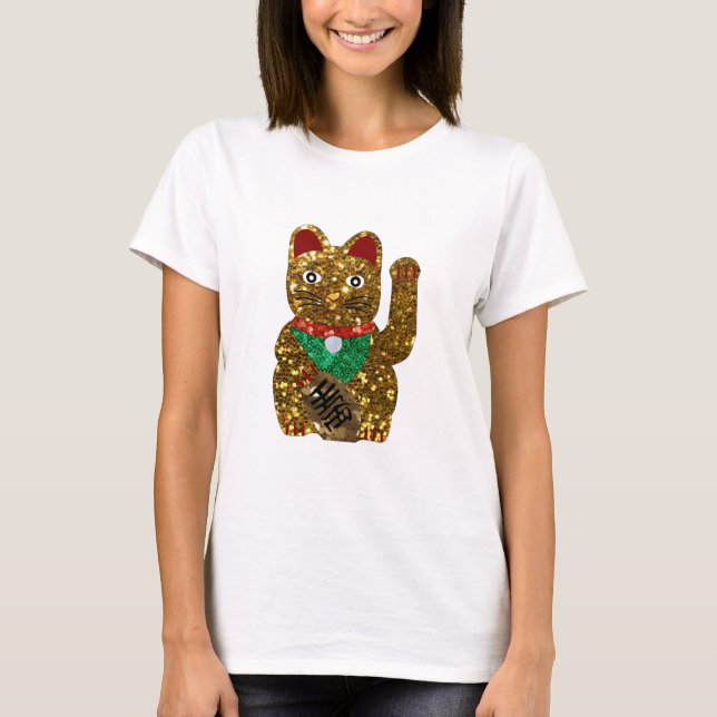 Maneki-Neko-Katze T-Shirt (Vorderseite)