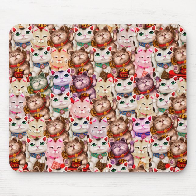 Maneki-neko-Katzen-Muster Mousepad (Vorne)