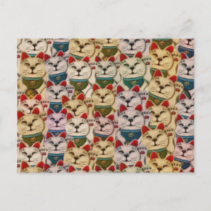 Maneki-neko-Katzen-Muster Postkarte