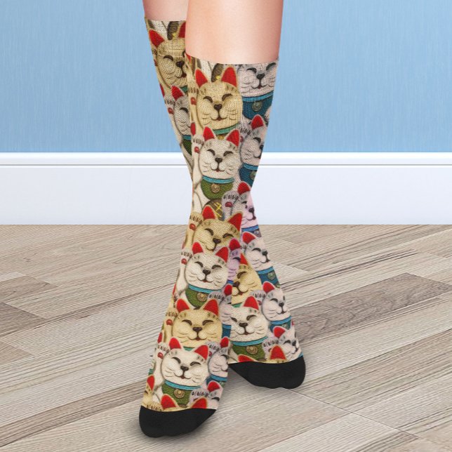 Maneki-neko-Katzen-Muster Socken (Von Creator hochgeladen)