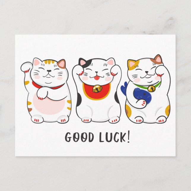 Maneki-neko Katzen Postkarte (Vorderseite)