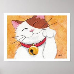 Maneki Neko Lucky Calico Cat Kunstdruckerei Poster