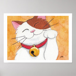 Maneki Neko Lucky Calico Cat Kunstdruckerei Poster