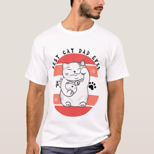 Maneki Neko Lucky Cat Dad Father's Day T-Shirt (Vorderseite)