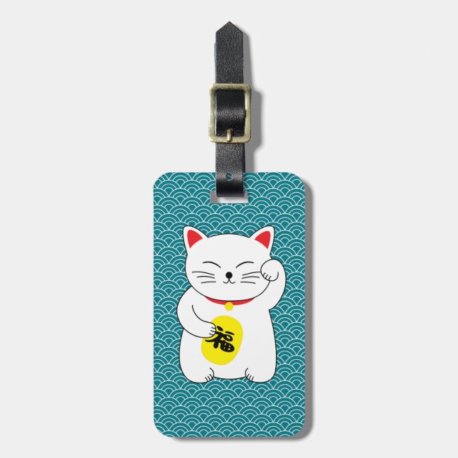 Maneki Neko Lucky Cat Gepäckanhänger (Vorderseite vertikal)