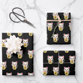 Maneki Neko - Lucky Cat Geschenkpapier Set