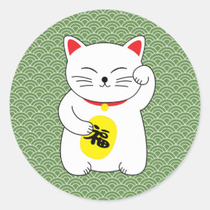 Maneki Neko Lucky Cat Runder Aufkleber