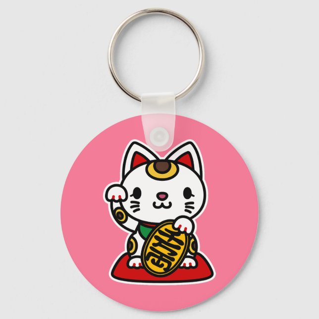 Maneki Neko (Lucky Cat) Schlüsselanhänger (Vorderseite)