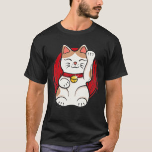 Maneki Neko Lucky Cat Statue Waving japanischen St T-Shirt