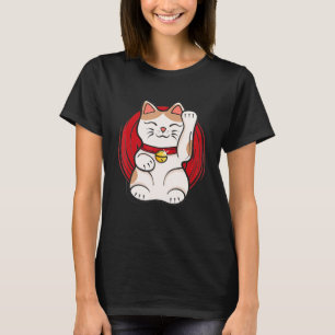 Maneki Neko Lucky Cat Statue Waving japanischen St T-Shirt
