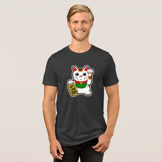 Maneki Neko: Lucky Cat Tri-Blend Shirt (Vorderseite voll)