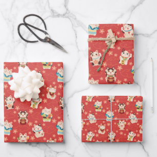 Maneki Neko Lucky Cats Geschenkpapier-Set Geschenkpapier Set