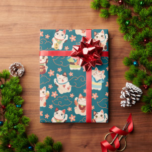 Maneki Neko Lucky Cats Muster Geschenkpapier