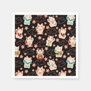Maneki Neko Lucky Cats Personalisiert Serviette