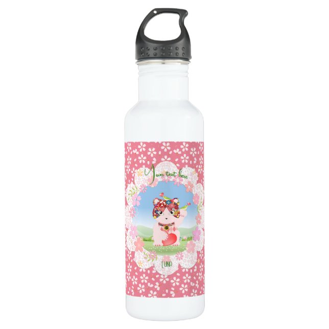 Maneki Neko Lucky Luna Edelstahlflasche (Vorderseite)