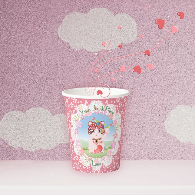 Maneki Neko Lucky Luna Papiertasse Pappbecher (Maneki Neko Lucky Luna Paper cup)