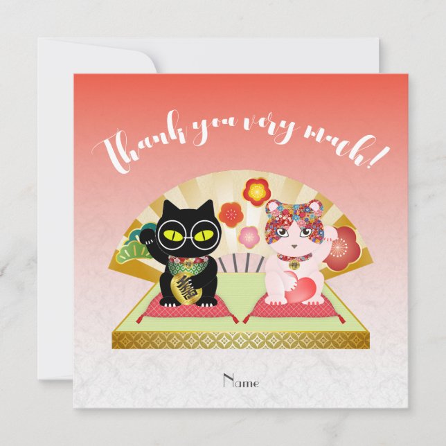 Maneki Neko Lucky Poiluna Flat Dankeskarte (Vorderseite)