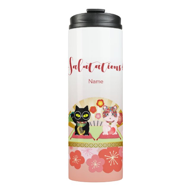 Maneki Neko Lucky Poiluna Thermosbecher (Vorderseite)