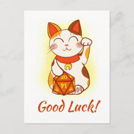Maneki Neko mit D20 RPG Dice Viel Glück Postkarte