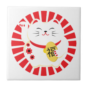 Maneki Neko Niedlich Lucky Cat Fliese