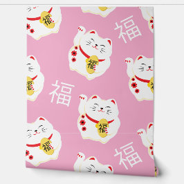 Maneki Neko Niedlich Lucky White Cat Tapete