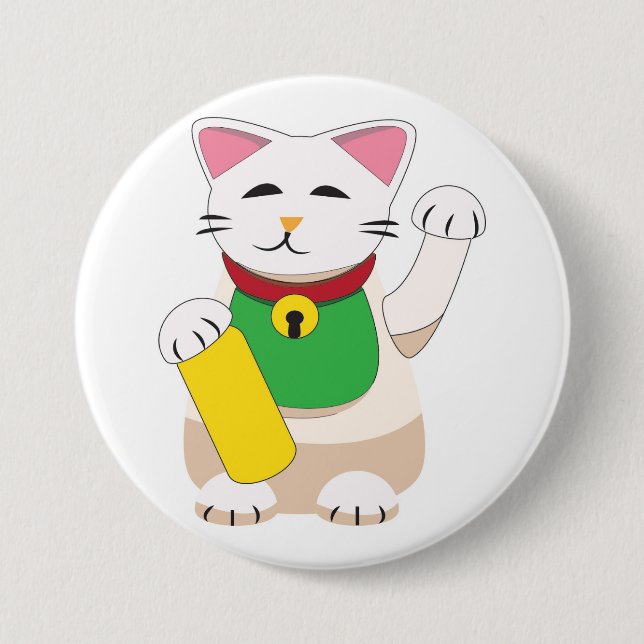 Maneki Neko oder Winkende Katze Button (Vorderseite)