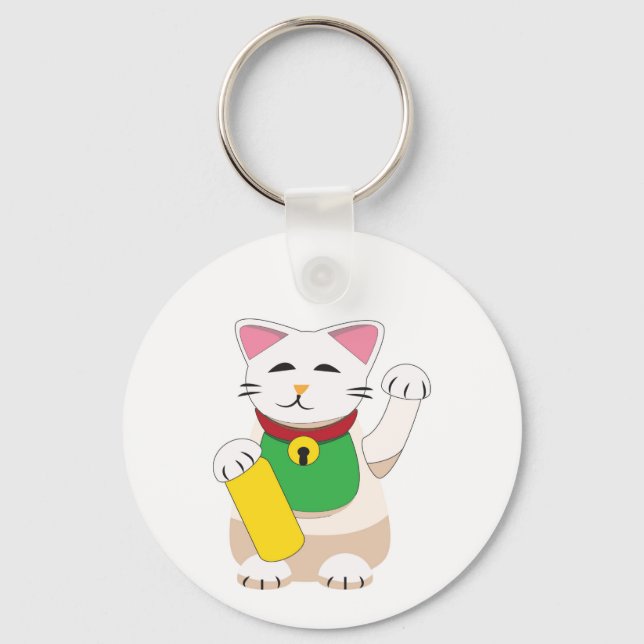 Maneki Neko oder Winkende Katze Schlüsselanhänger (Vorderseite)