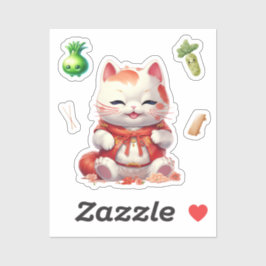 Maneki Neko Orange, Fortune Cat Stickers Aufkleber