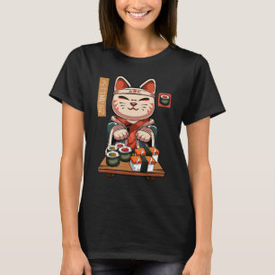 Maneki Neko Sushi Cat - Niedlicher Nigiri Sashimi  T-Shirt