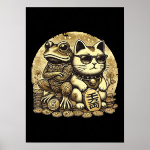 Maneki Neko und Jin Chan - Glück und Wohlstand Poster